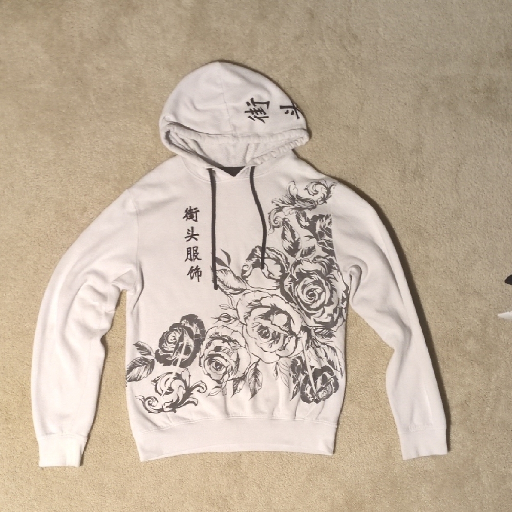 Rue21 White Floral Design Hoodie